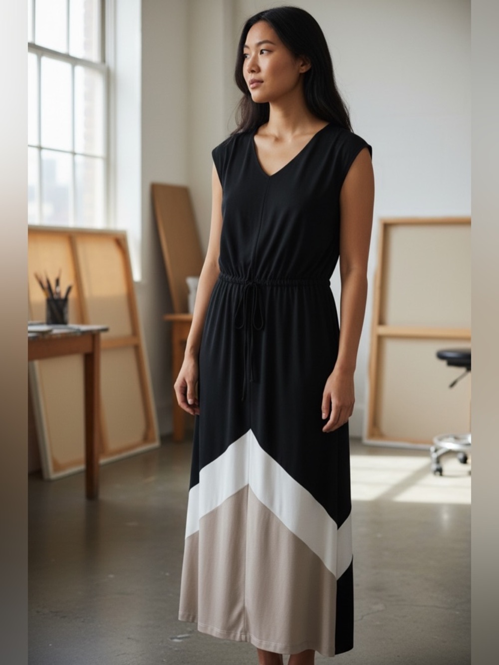 Chico's Colorblock Sleeveless Maxi Dress Size 14